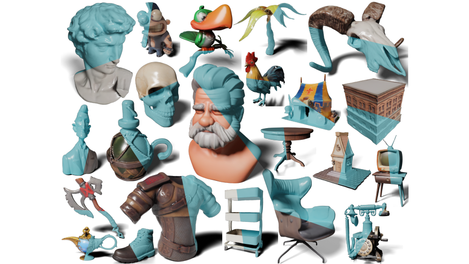 Publication teaser for MeshFormer: High-Quality Mesh Generation with 3D-Guided Reconstruction Model